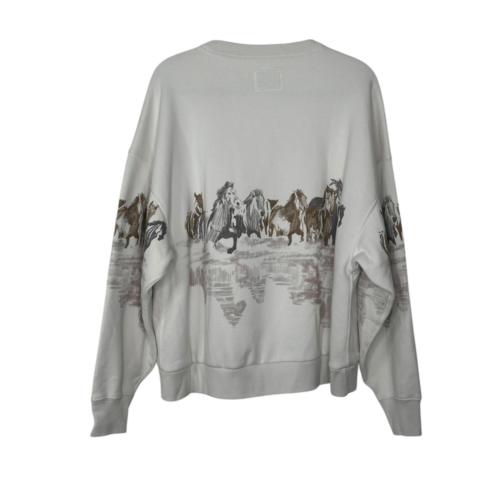Abercrombie & Fitch Horses Sunday Sweatshirt XL Cream Soft A&F Western Oversized - Picture 5 of 8